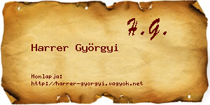 Harrer Györgyi névjegykártya